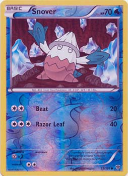 Pokemon Trading Card Game Snover 25/101 Reverse Holo Common Black & White Plasma Blast