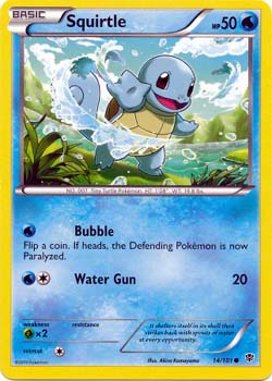 Pokemon Trading Card Game Squirtle 14/101  Common Black & White Plasma Blast