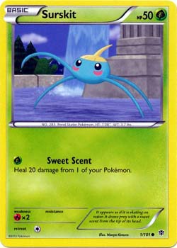 Pokemon Trading Card Game Surskit 1/101  Common Black & White Plasma Blast