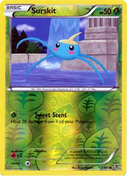 Pokemon Trading Card Game Surskit 1/101 Reverse Holo Common Black & White Plasma Blast