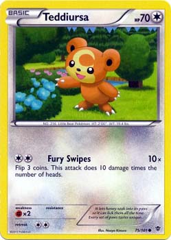 Pokemon Trading Card Game Teddiursa 75/101  Common Black & White Plasma Blast