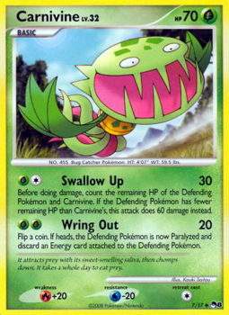Pokemon POP Series 8 Promo Card Carnivine 7/17 Uncommon
