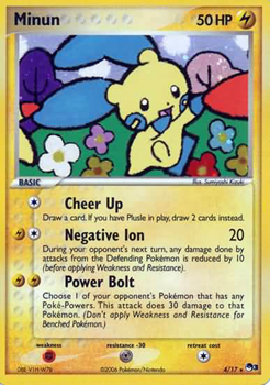 Pokemon POP Series 3 Promo Card Minun 4/17 Holo Rare