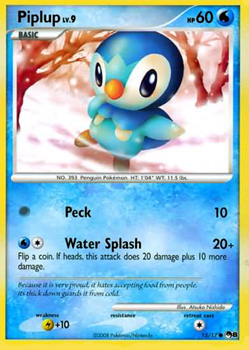 Pokemon POP Series 8 Promo Card Piplup 15/17 Common