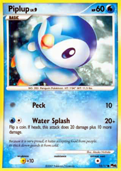 Pokemon POP Series 6 Promo Card Piplup 15/17 Holo Common
