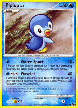 Pokemon POP Series 9 Promo Card Piplup 16/17 Common