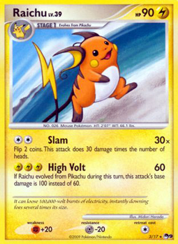 Pokemon POP Series 9 Promo Card Raichu 3/17 Rare