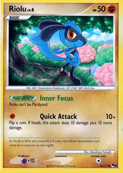 Pokemon POP Series 8 Promo Card Riolu 16/17 Common