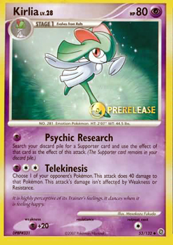 Pokemon Cards Kirlia Pre Release Secret Wonders Promo