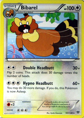 Pokemon Trading Card Game Bibarel 107/146 Reverse Holo  Rare XY Pokemon
