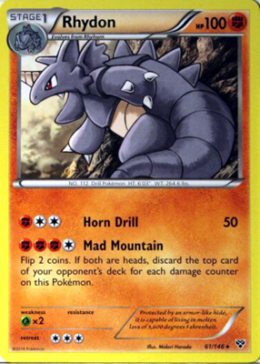 Pokemon Trading Card Game Rhydon 61/146 Rare XY Pokemon