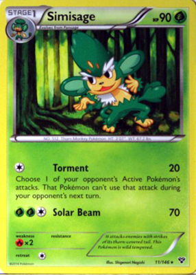 Pokemon Trading Card Game Simisage 11/146 Rare XY Pokemon