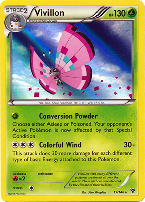 Pokemon Trading Card Game Vivillon Meadow Pink 17/146 Holo Rare XY Pokemon